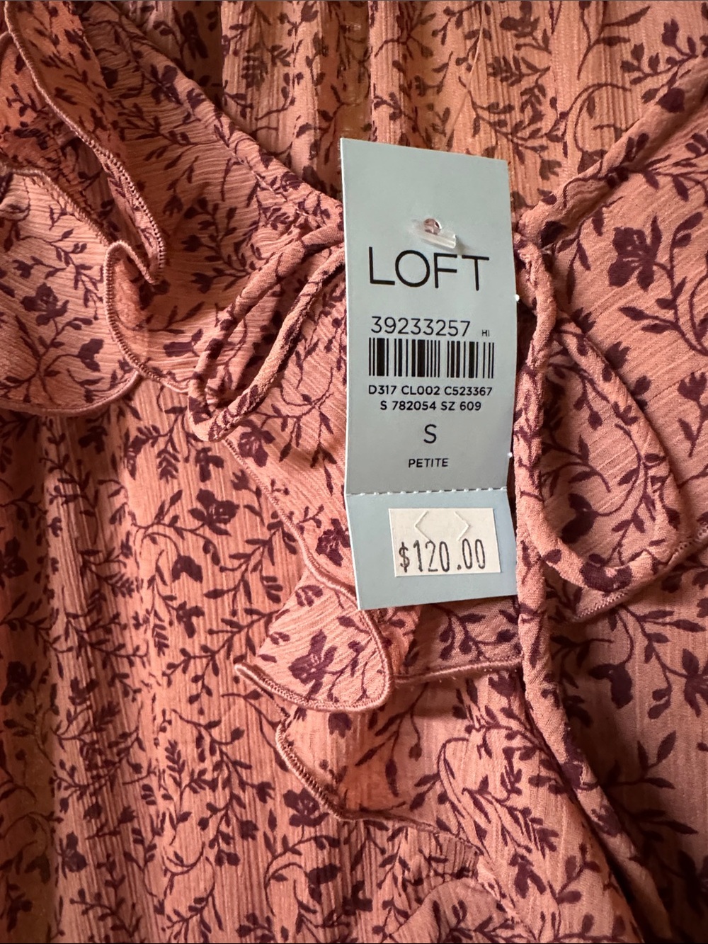 LOFT Dusty Rose Floral Ruffle dress